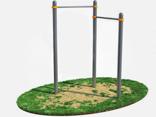 На фото Двойной турник — СВС-3 из раздела Оборудование воркаут сайта производителя в Санкт-Петербурге - Dgorodki.ru