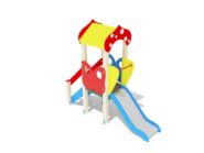 На фото Детский игровой комплекс с домиком ПДИ 1.15 - 1 из раздела Игровые комплексы 2-7 лет сайта производителя в Санкт-Петербурге - Dgorodki.ru