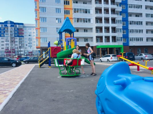На фото Детский игровой комплекс PS-105 с качелями «Гнездо» из раздела Портфолио сайта производителя в Санкт-Петербурге - Dgorodki.ru