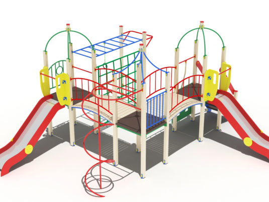 На фото Игровой комплекс ПДИ 2.43 из раздела Игровые комплексы 3-12 лет сайта производителя в Санкт-Петербурге - Dgorodki.ru