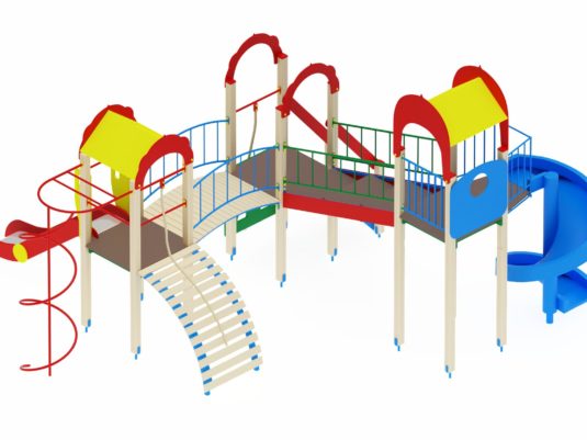 На фото Игровой комплекс ПДИ 2.22 из раздела Игровые комплексы 3-12 лет сайта производителя в Санкт-Петербурге - Dgorodki.ru