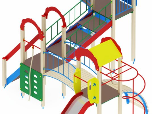 На фото Игровой комплекс ПДИ 2.22 из раздела Игровые комплексы 3-12 лет сайта производителя в Санкт-Петербурге - Dgorodki.ru