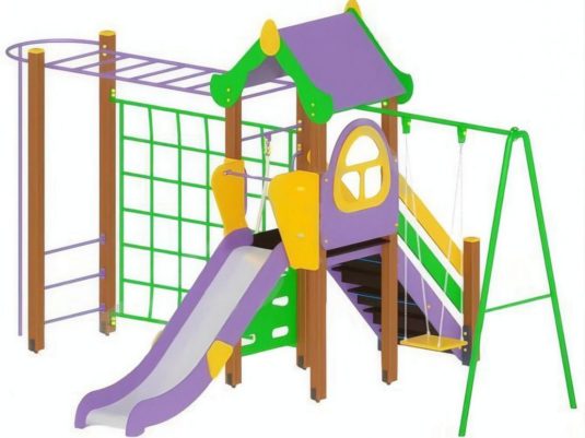 На фото Игровой комплекс ПДИ 2.73 из раздела Игровые комплексы 3-12 лет сайта производителя в Санкт-Петербурге - Dgorodki.ru